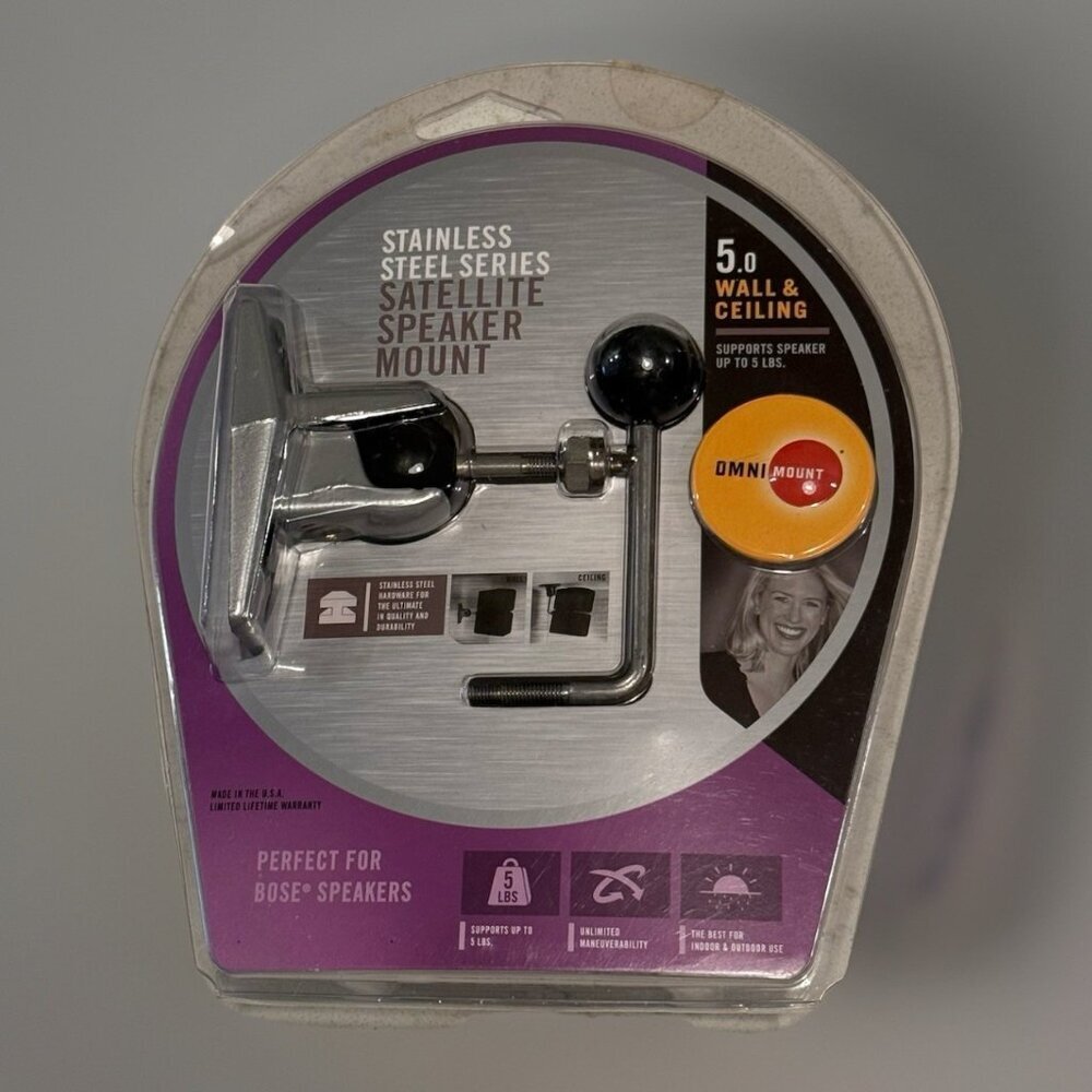 OmniMount 5.0 Wall & Ceiling Stainless Steel Series Satellite‎ Speaker Mount NEW
